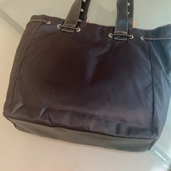 Nine West Tote Nine West Black Soft Structured Nylon Tote with Silver Hardware - Picture 6 of 9